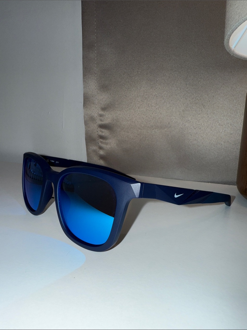 Nike Matte Navy Frame Sunglasses with Blue Mirrored Lenses